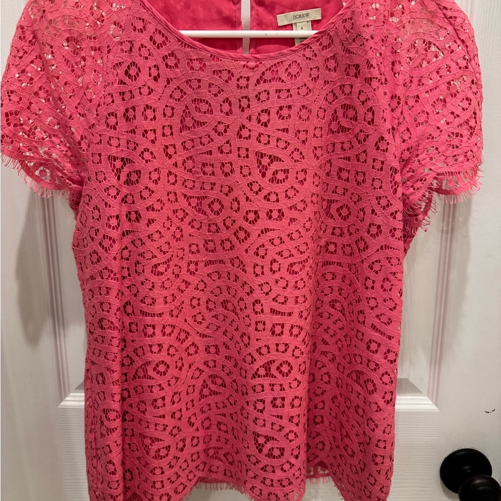 J. Crew Pink Lace Top
